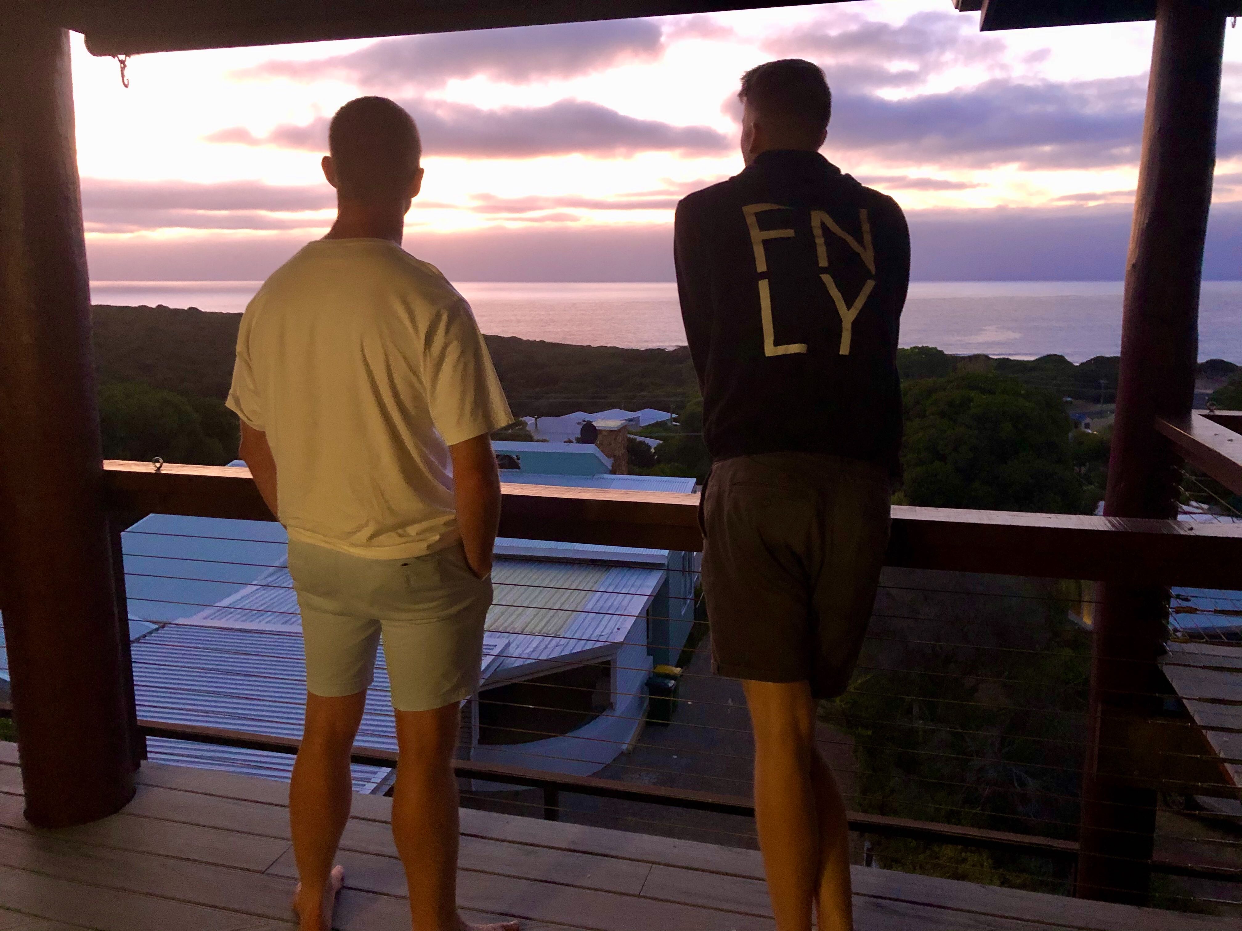 My CEO and I contemplating strategy on the balcony